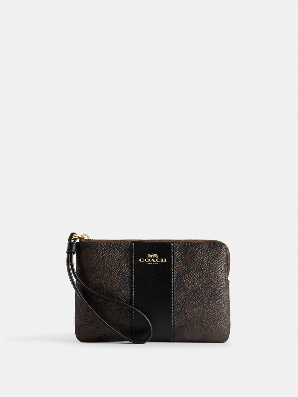 Coach Outlet Corner Zip Wristlet In Signature Canvas With Stripe